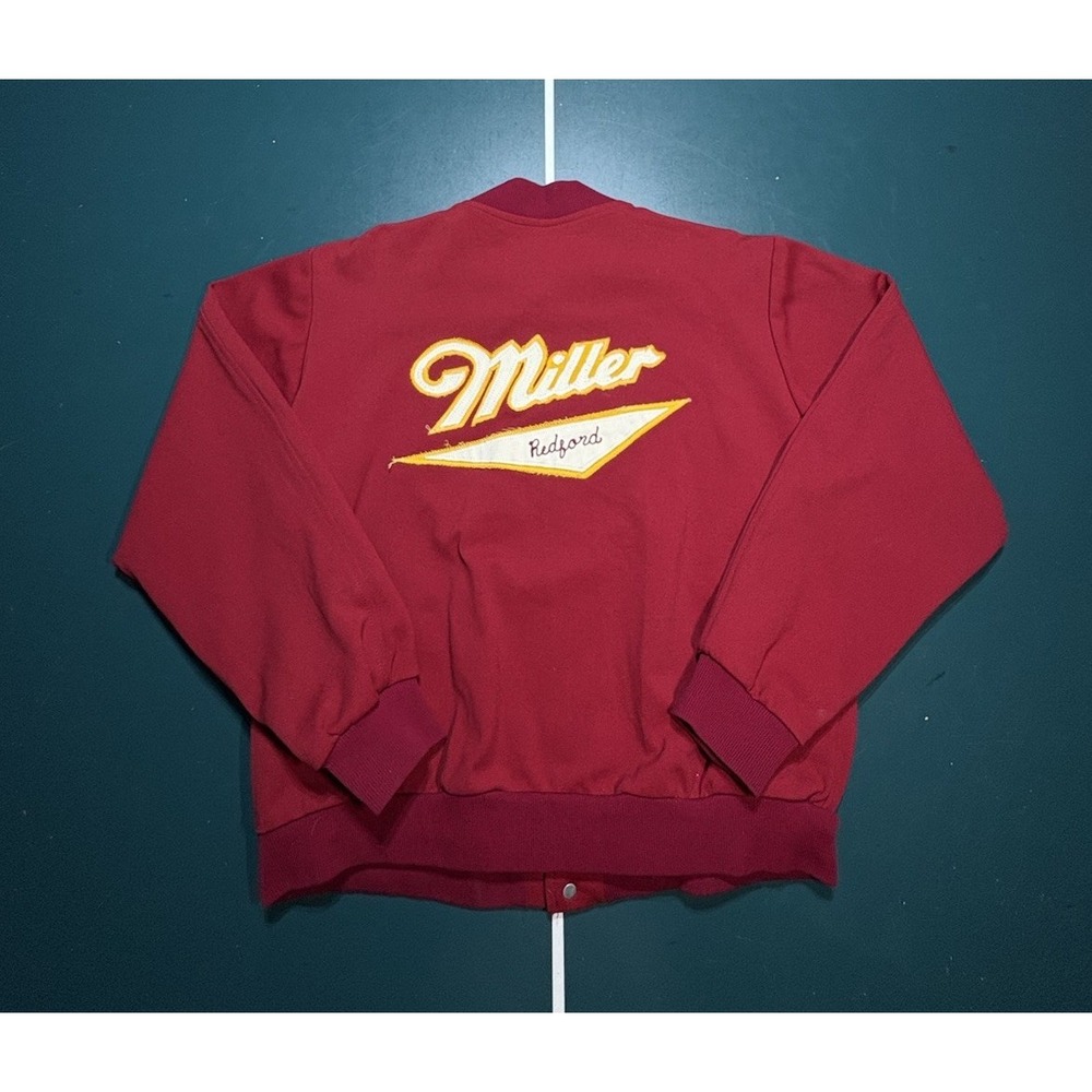 Vintage 1970s Russell Athletic Miller Beer Bomber Jacket XL‎ Chain Stitched Rare